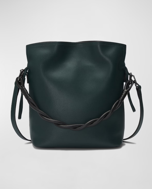 Eimertasche mit gedrehtem Griff, magnetischem Schnürzug und Umhängegurt